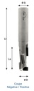 Mèche à défoncer Diamant ( H=2.5) Finition Ø20 LC.45 LU.45 LT.105 Q20 Z1+1 Hél. Positive/Négative (LP=7) Rot.Droite - Corps Acier