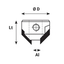 Fraisoir amovible pour queue Ø10 HW Brasé 90° d5 à 10 Ø16 LT.16.5 Z2 Rot.Gauche 