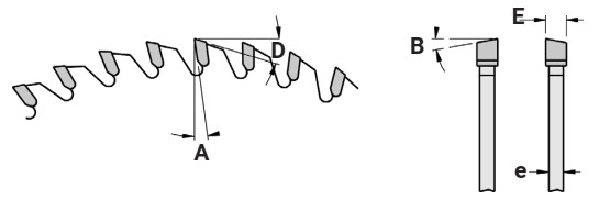 Lame circulaire HW Ø235 Ep.3.0 x 2.0 Z36 Dent.B.Alternée (WZ) Positif d30 TE04 (2/7/42)