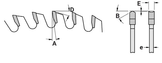Lame circulaire HW Ø250 Ep.3.2 x 2.2 Z60 Dent.Gouge Conique (HZ/DZ) Positif d30 TE02 (trio)