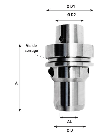 Mandrin HSK63F A=80 Serrage hydraulique d20 Rot.Gauche / Droite 