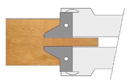 P.O. à contre-profiler à plaquettes HW 1/4 de rond Profil C (R8 - Avt.10) Ø300 d50 Z3 Rot.Droite Tr.Dessous Tenon long