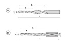 Mèche à percer étagée HWM Borgne Ø5.2 LU.15 Ø2=6.5 LU2=50 LT.85 Q10 Méplat Z2 Rot.Droite Fiche N°13