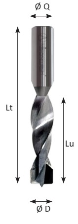 Mèche à percer Diamant Borgne Ø5 LU.28 LT.57.5 Q10 Méplat Z2 Rot.Droite 