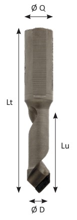Mèche à percer Diamant Débouchant Ø10 LU.40 LT.70 Q10 Méplat Z1 Rot.Droite 