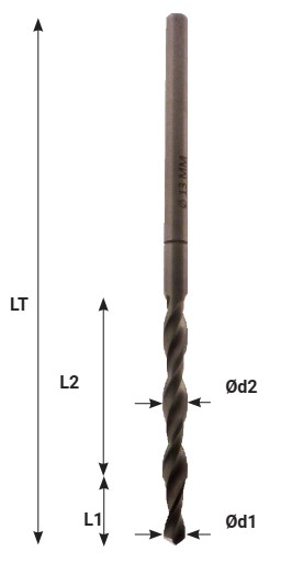 Mèche à percer HW brasé Débouchant Ø7 LU.37 LT.70 Q10 Méplat Z2 Rot.Droite 