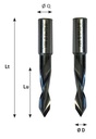 Mèche à percer HWM Débouchant Ø3 LU.22 LT.57.5 Q10 Méplat Z2 Rot.Droite Pointe 60°