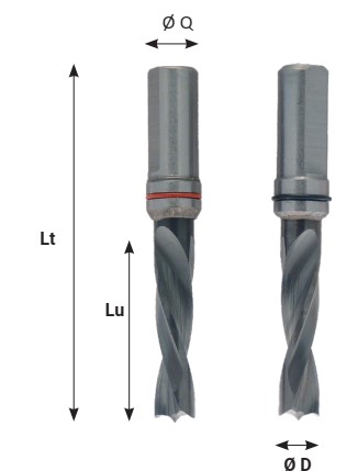 Mèche à percer HWM Borgne Ø5 LU.22 LT.57.5 Q10 Méplat Z2 Rot.Gauche 