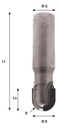 Mèche à profiler Diamant Hémisphérique R15 Ø30 LC.30 LU.30 LT.95 Q20 Z2 Biaise positive Rot.Droite 