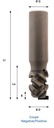 Mèche à défoncer Diamant ( H=4.5) Finition Ø25 LC.45 LU.45 LT.115 Q25 Z2+2 Hél. Positive/Négative (LP=8) Rot.Droite - Corps Acier ULTRA-BIAISE 54°