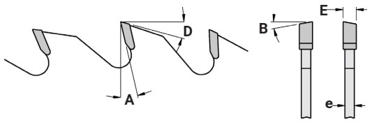 Lame circulaire HW Ø550 Ep.5.2 x 3.6 Z44 Dent.B.Alternée (WZ) Positif d30 TE03 (2/10/60)