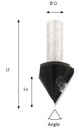 Mèche à graver à plaquettes HW Pointe 90° Ø38 LC.19 LU.19 LT.76 Q12 Z1 Neutre Rot.Droite 