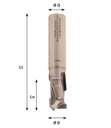 Mèche à défoncer Diamant ( H=2.5) Finition Ø20 LC.65 LU.65 LT.129 Q20 Z1+1 Hél. Positive/Négative Rot.Droite - Corps Acier inox