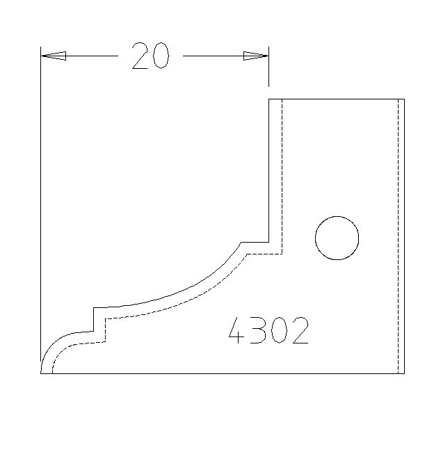 PLAQUETTE CONTRE PROFIL CONGE A BAGUETTE DE 20MM T.DESSUS