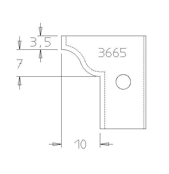PLAQUETTE CONTRE PROFIL DOUCINE 7X10 CARRE 3.5MM T.DESSOUS