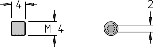 Vis sans tête bout cuvette   M4  x 4   6 pans H2.0 