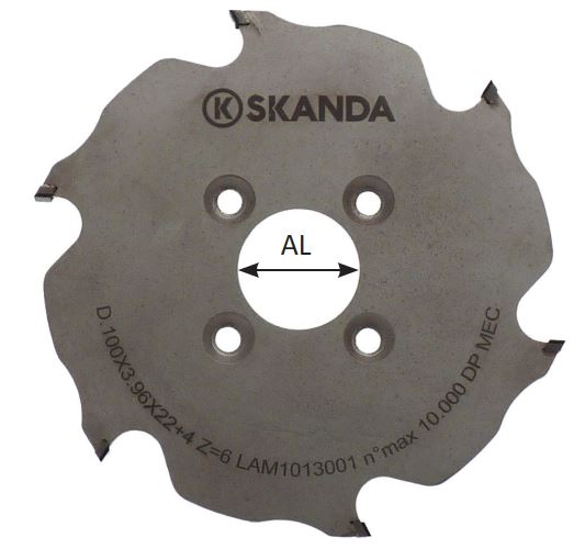 Fraise Diamant Lamello "Biscuit" Ø100.4 LC.3.96 d22 + TEF 4/4.5/36 Z6 Rot.Droite H=3mm