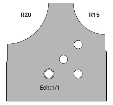 Jeu de 2 déflecteurs Rotoprofil   1/4 de rond R15-20   pour P.O. O40.02MAN 