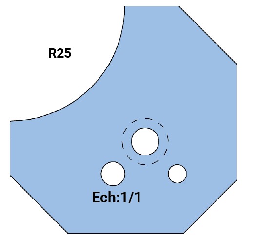 Jeu de 2 plaquettes de rechange Rotoprofil   HW   1/4 de rond R25   pour P.O. O40.01 