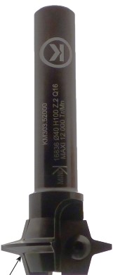 Mèche à profiler à plaquettes HW 1/4 de rond R3 Ø40 LC.3 LU.3 LT.100 Q16 Z2 Neutre Rot.Droite Travail dessus / dessous