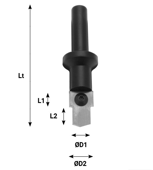Mèche à profiler   à plaquettes HW   Crémone oscillo-battante  Ø 12/18.2  LC. 12/11.2  LU. 23.2  LT. 81  Q 12  Z 2  Rot. Droite 