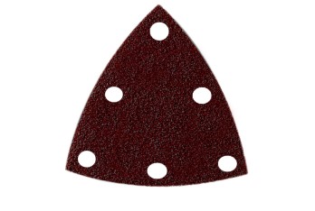 Feuille triangulaire Corindon Papier dos feutrine 95x95x95 GR.100 Trous 6xØ10 sur Ø50 BOSCH