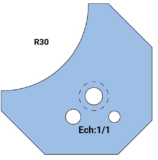 Jeu de 2 lames Rotoprofil   HSS   1/4 de rond R30   pour P.O. O40.01 