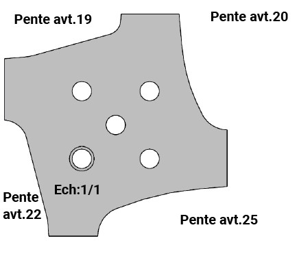 Jeu de 2 plaquettes de rechange Rotoprofil   HW   Profils de porte - Pentes avt. 19-20-22-25   pour P.O. O40.01 