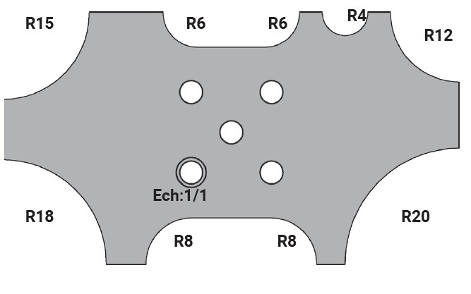 Jeu de 2 déflecteurs Rotoprofil   1/4 de rond R4-6-8-12-15-18-20   pour P.O. O40.01 