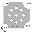 Jeu de 2 lames Rotoprofil   HSS   1/4 de rond R8-10-12 + Mouchette 8 
