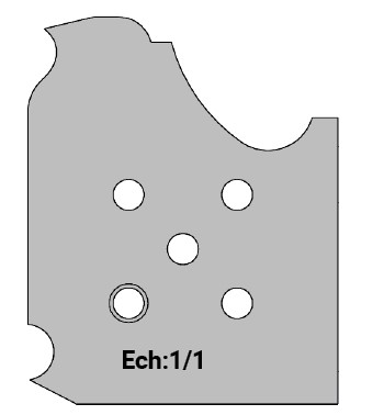 Jeu de 2 déflecteurs Rotoprofil   Bec de Corbin - Façade de tiroir   pour P.O. O40.02MAN 