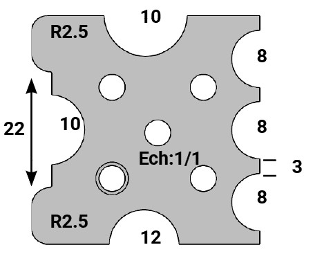 Jeu de 2 déflecteurs Rotoprofil   Astragale + 1/2 rond R4-5-6 + Congé R2.5   pour P.O. O40.01 