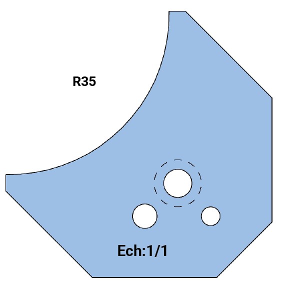 Jeu de 2 déflecteurs Rotoprofil   1/4 de rond R35   pour P.O. O40.01 