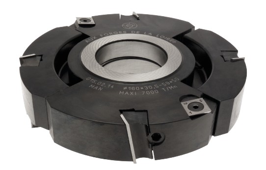 P.O. à feuillurer extensible à plaquettes HW Ø160 Ep.30.5 - 59 d50 Z4+4 Biaise alternée positive/négative Rot.Gauche / Droite