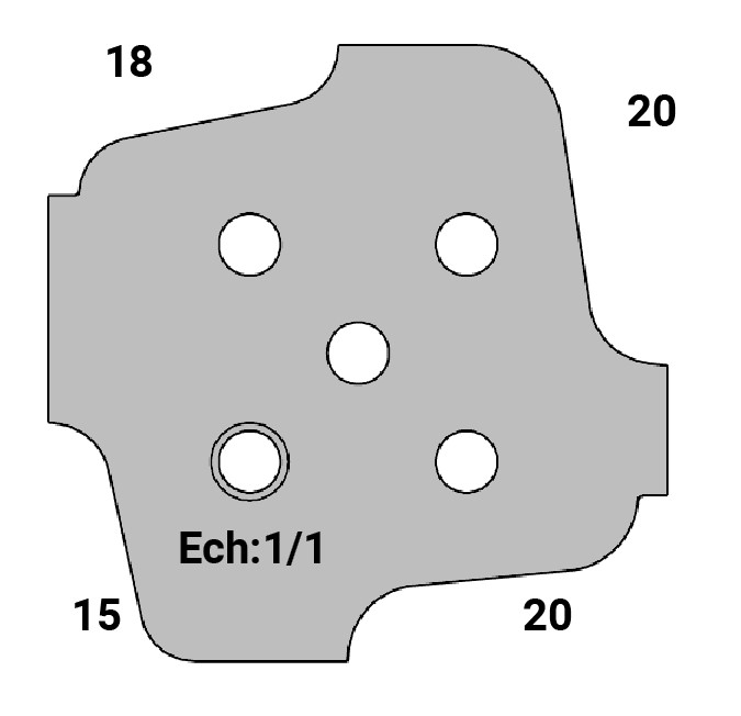 Jeu de 2 déflecteurs Rotoprofil   Louis Philippe - 4 profils simples 15-18-20   pour P.O. O40.02MAN 