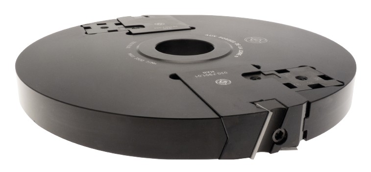 P.O. à tenonner extensible à plaquettes HW Ø280-330 LU.28 d50 Z2+2 Biaise négative Rot.Droite Tr.Dessous COMPLET