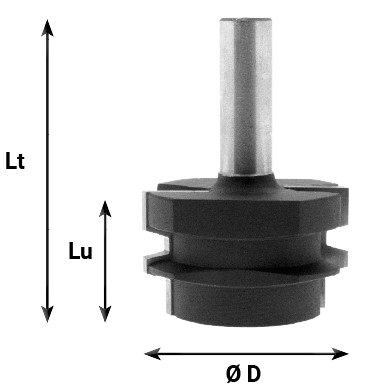 Mèche à profiler   HW Brasé   Bouvetage  Ø 47  LC. 28  LU. 28  LT. 66  Q 12  Z 2  Rot. Droite 