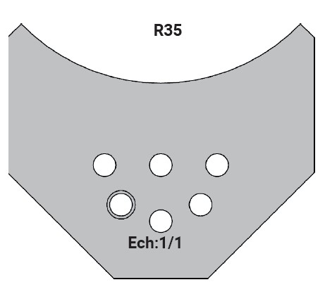 Jeu de 2 déflecteurs Rotoprofil   1/4 de rond R35   pour P.O. O40.03 