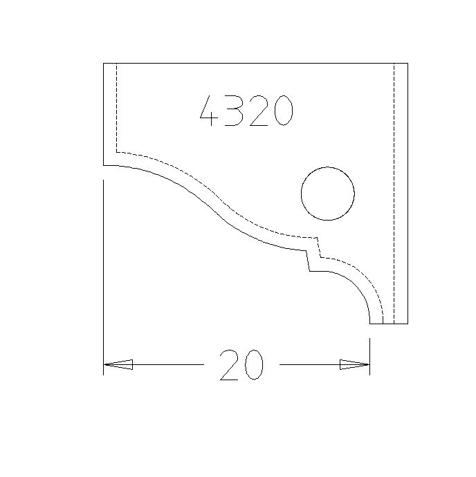 PLAQUETTE DOUCINE A BAGUETTE 20MM DESSUS 