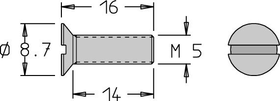 Vis tête fraisée   M5  x 16   Fente 