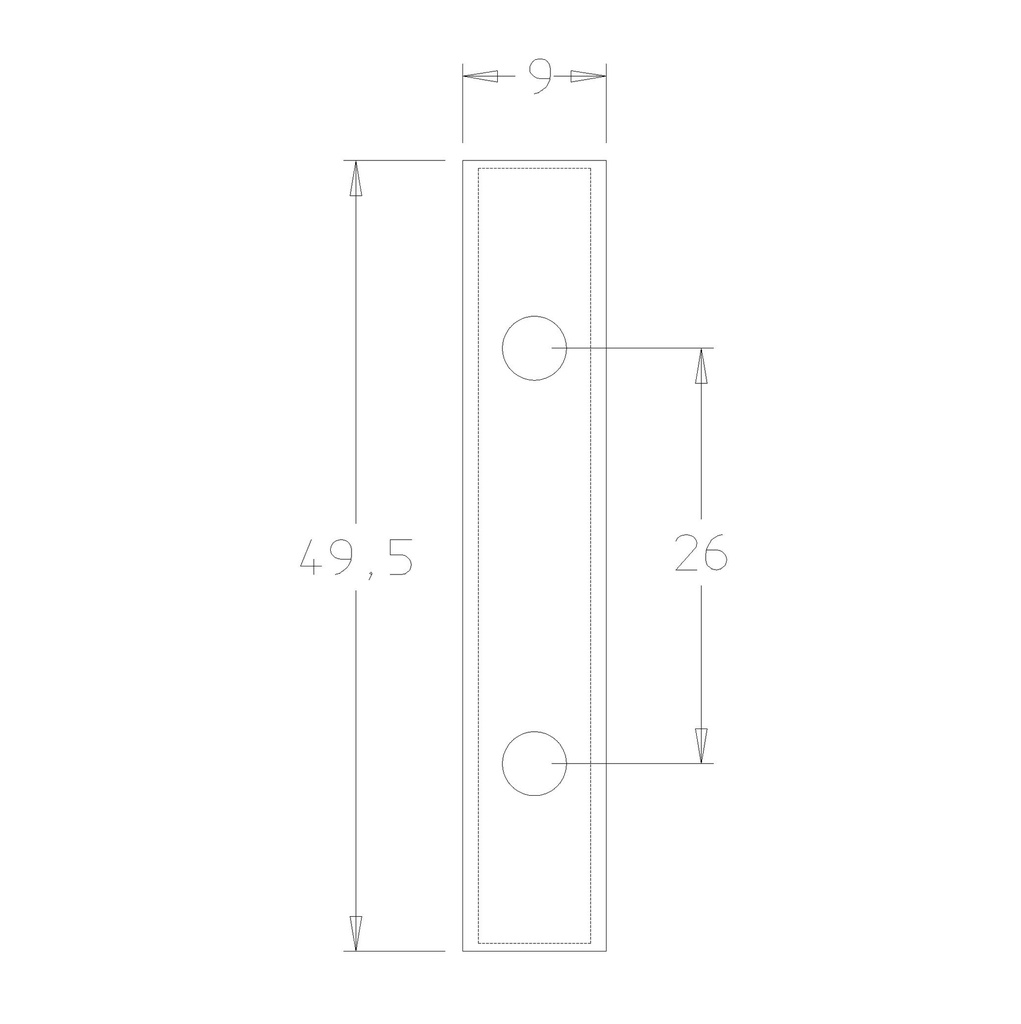 Plaquette   Carbure   49.5x9x1.5  Z 4   2 trous 