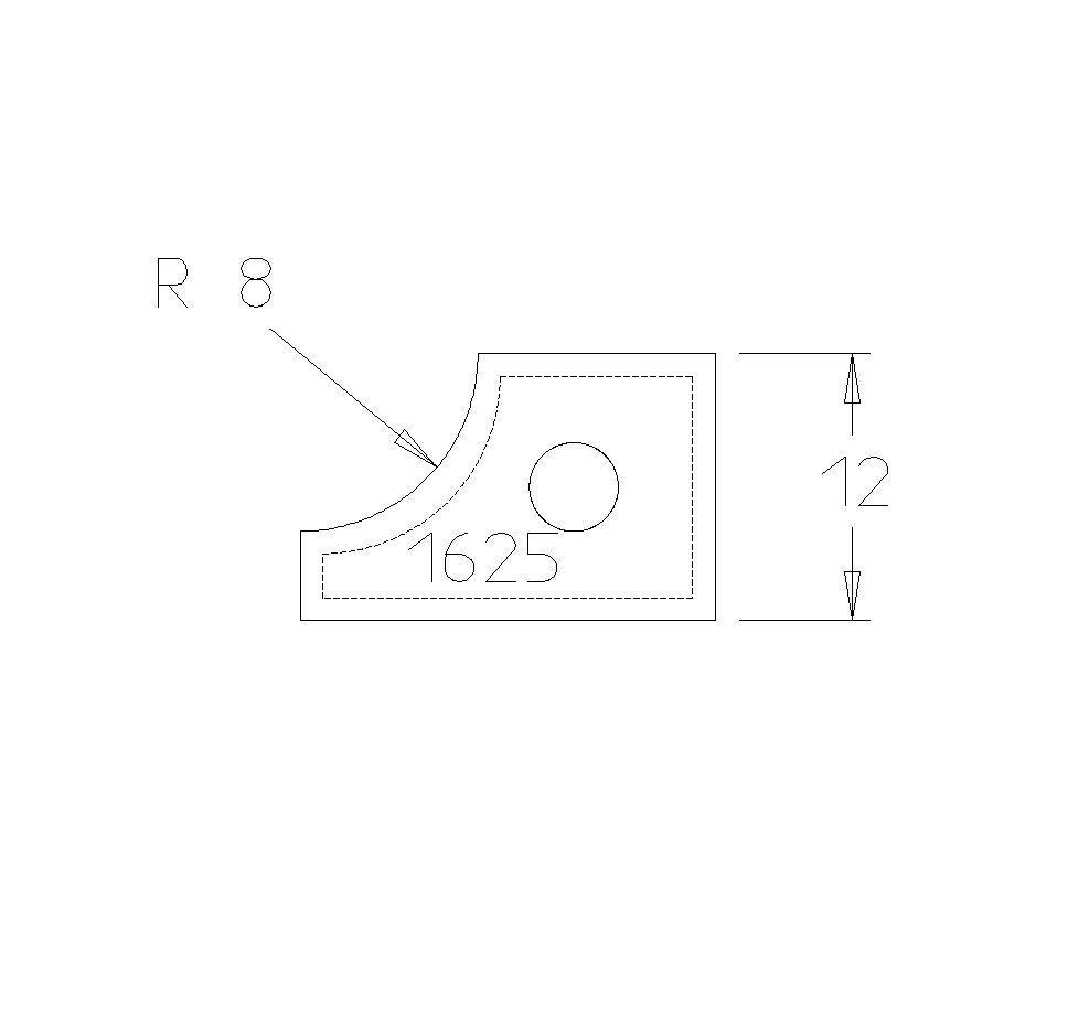 PLAQ CARB A ARRONDIR R=8 TRAVAIL DESSOUS