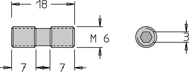 Vis double filet   M6  x 18   6 pans H3.0 
