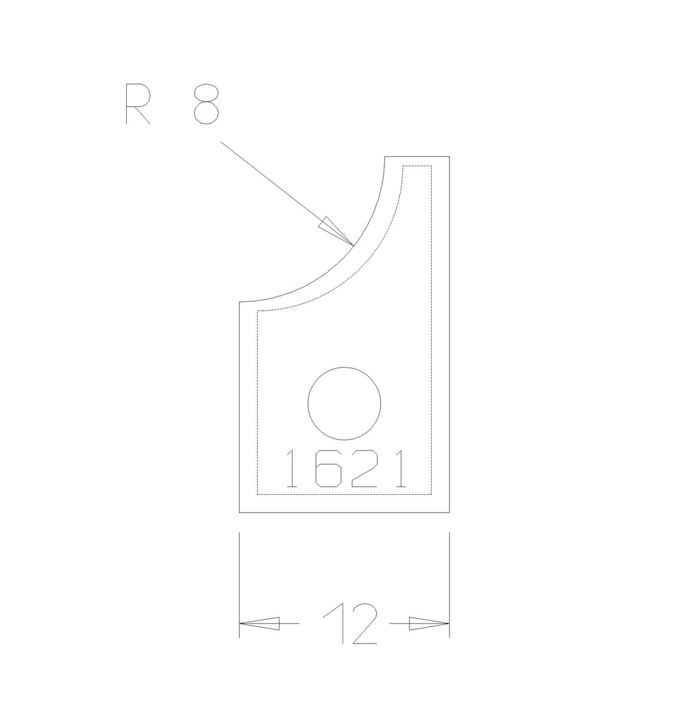 PLAQUETTE 1/4 ROND 8 MM T. DESSOUS 