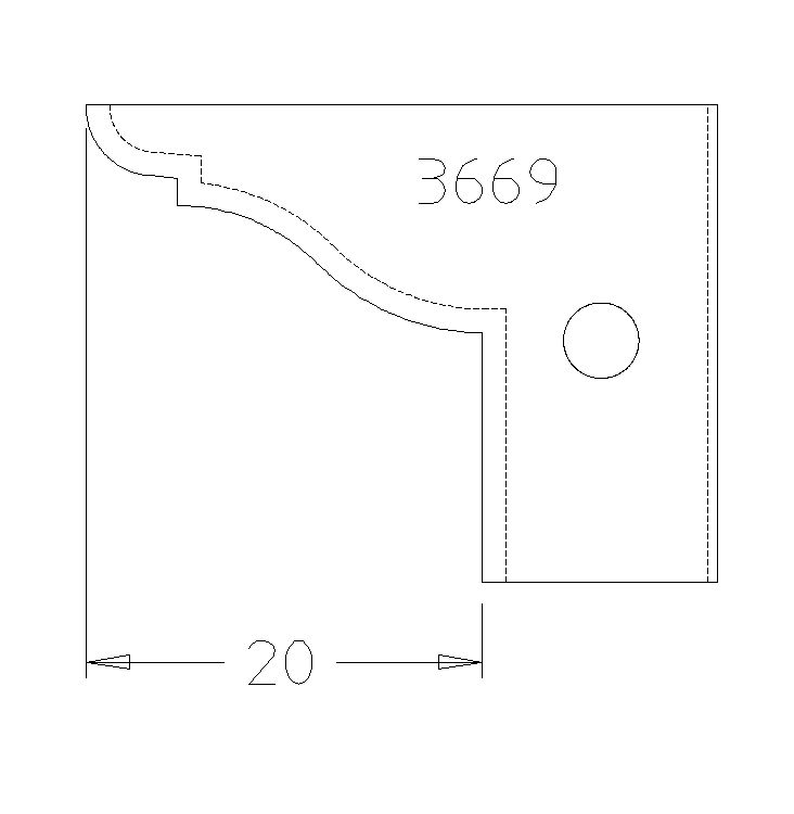 PLAQUETTE CONTRE PROFIL DOUCINE A BAGUETTE DE 20MM T.DESSOUS