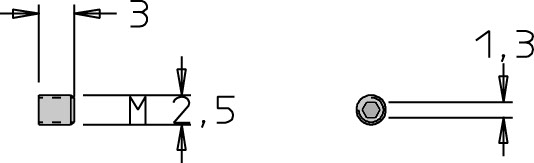 Vis sans tête bout cuvette   M2.5  x 3   6 pans H1.3 