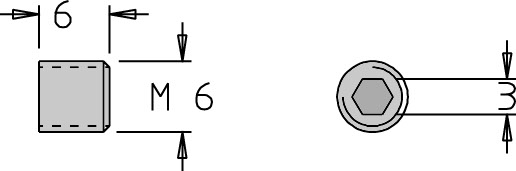 Vis sans tête bout cuvette   M6  x 6   6 pans H3.0 