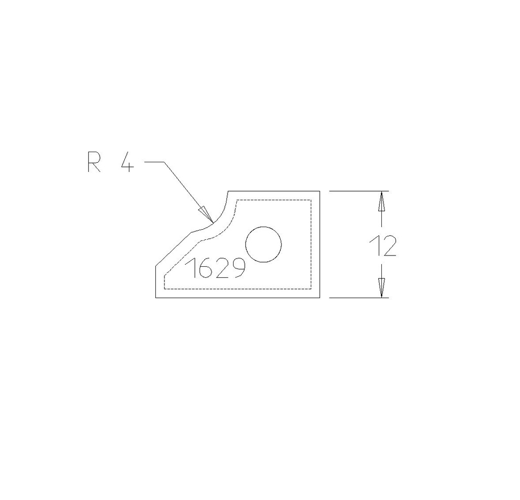 PLAQ CARB A ARRONDIR R=4 TRAVAIL DESSOUS