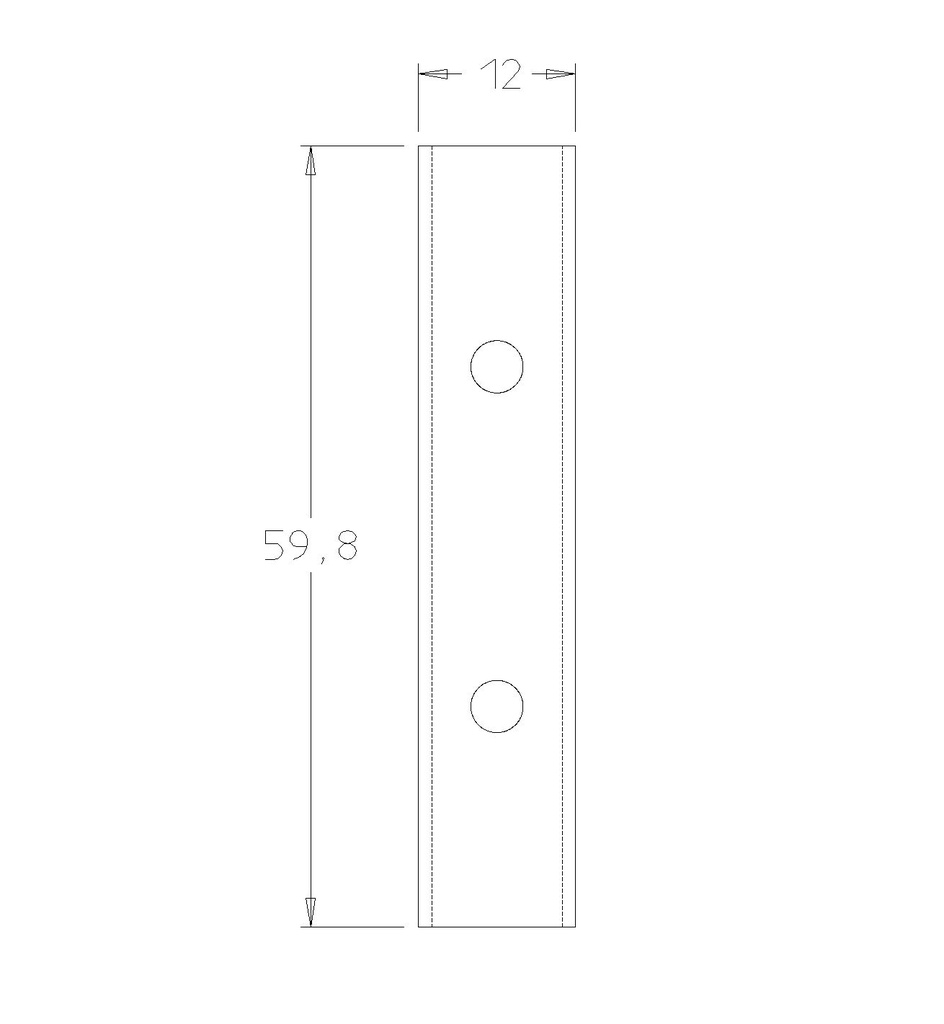 Plaquette   Carbure Nuance Dure   60x12x1.5  Z 2   2 trous 