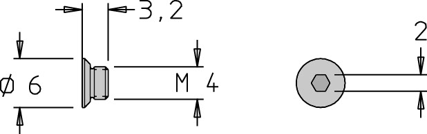 Vis tête plate   M4  x 3.2   6 pans H2.0 